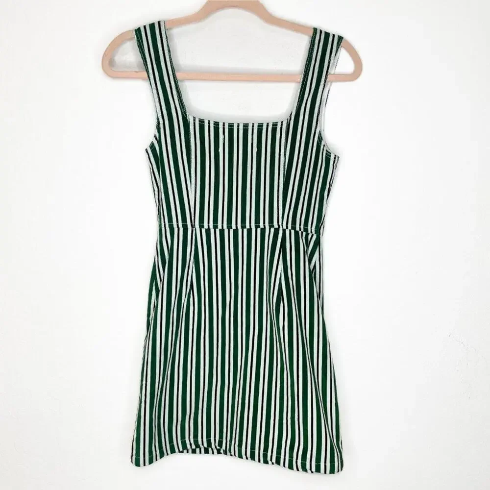 Urban Outfitters Sleeveless Striped Corduroy Snap Front Mini Jumper Dress Size 0